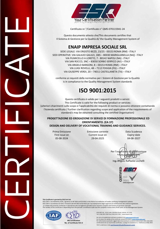 certificato qualità